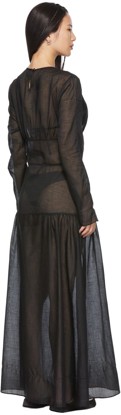 white long sleeve cover up dress Sheer Mesh Maxi Cover-Up | Off-Shoulder Ruched Waist