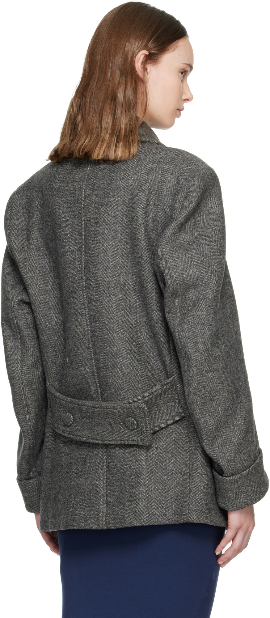 AARON ESH Gray Wool Peacoat