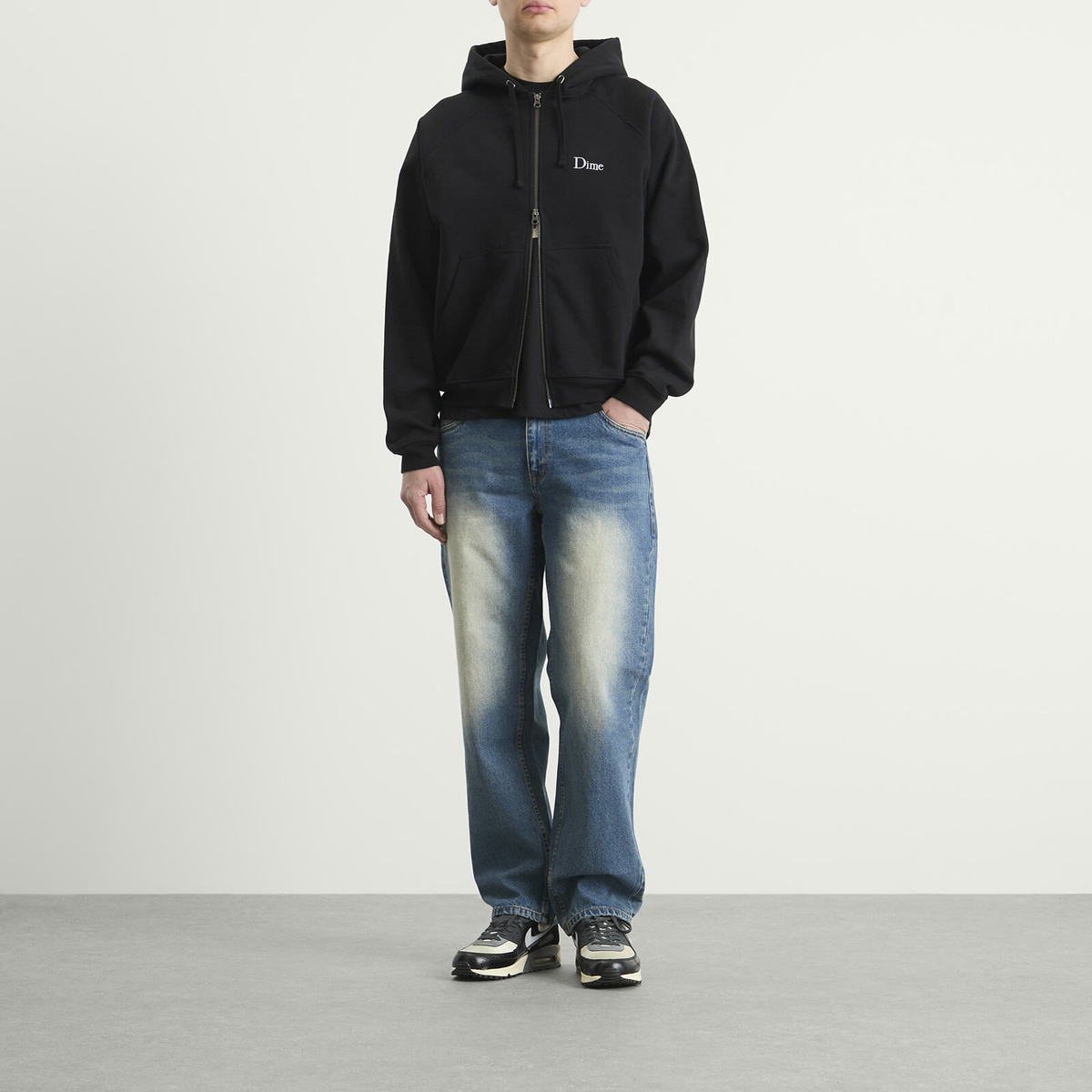 Dime Men's Classic Small Logo Zip Hoodie in Black
