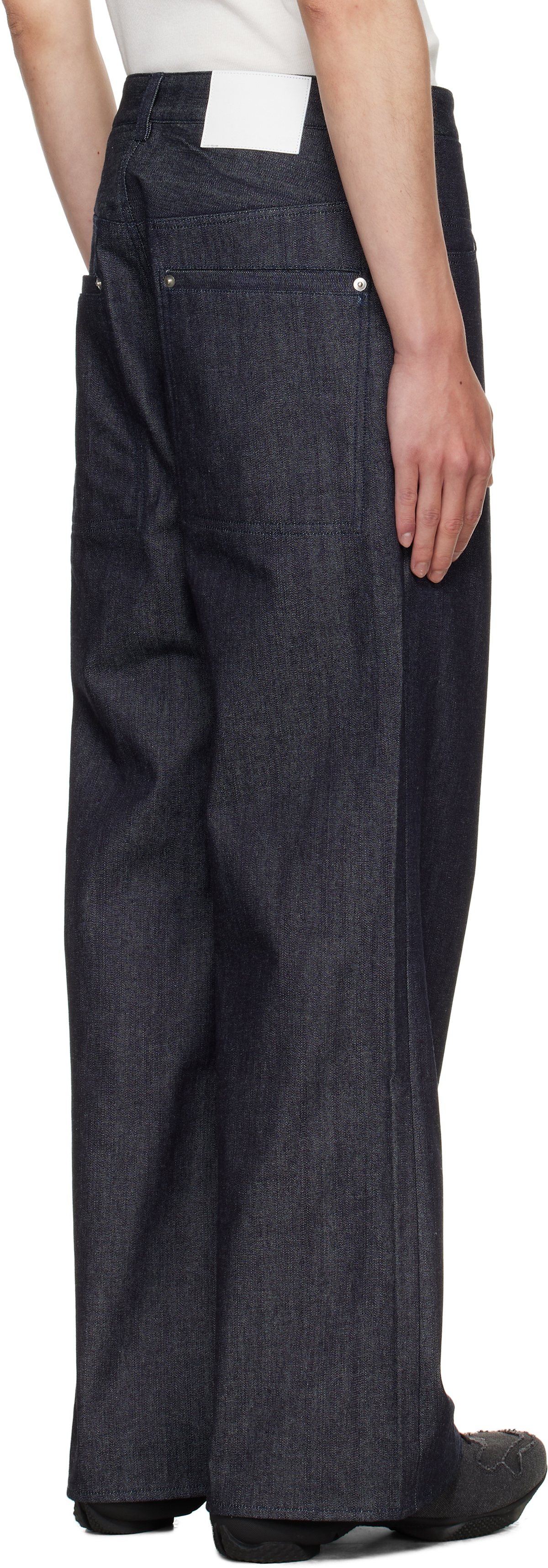 SAGE NATION Navy Straight Rivet Jeans