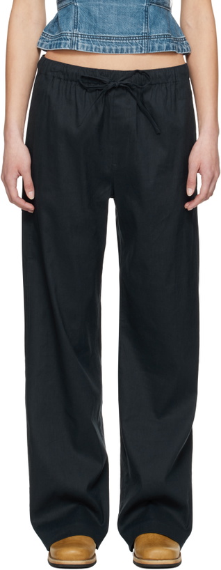 Photo: rag & bone Navy Logan Linen-Blend Beach Lounge Pants