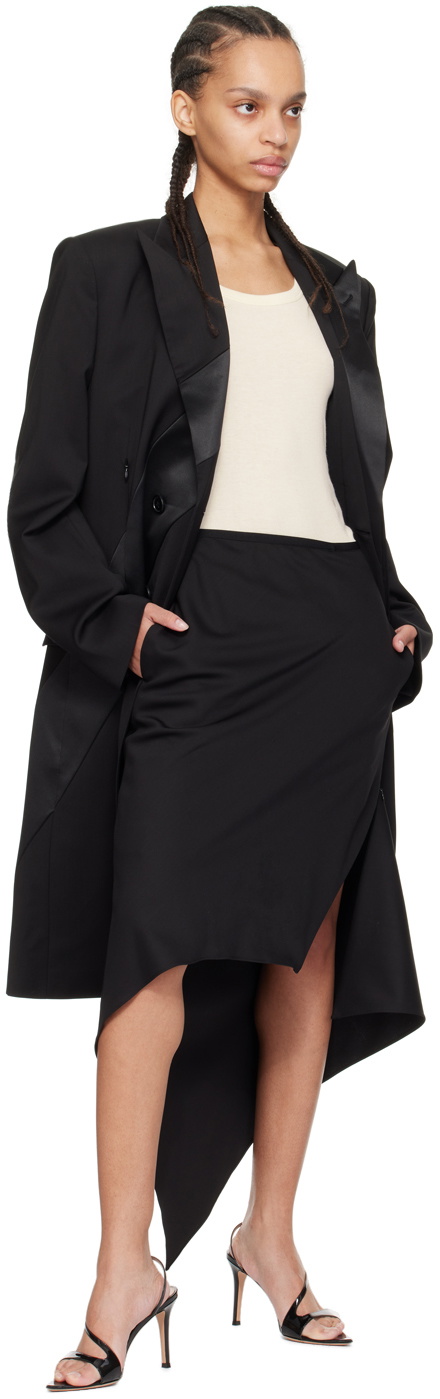 Helmut Lang Black Scarf Hem Midi Skirt