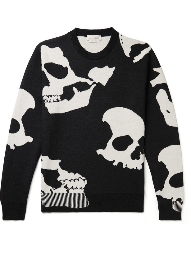 Photo: Alexander McQueen - Wool-Blend Jacquard Sweater - Black