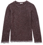 VALENTINO - Cotton-Trimmed Wool-Blend Sweater - Burgundy