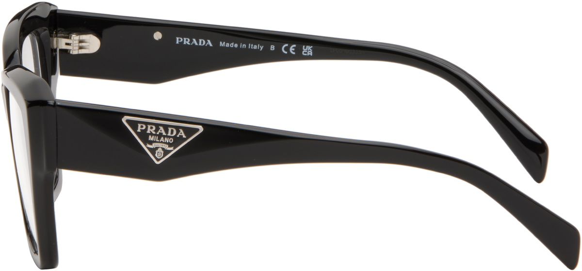 Prada Eyewear Black Symbole Rectangle Acetate Glasses