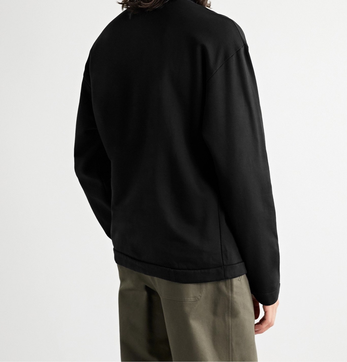 Auralee - Fleece-Back Cotton-Jersey Half-Zip Sweatshirt - Black