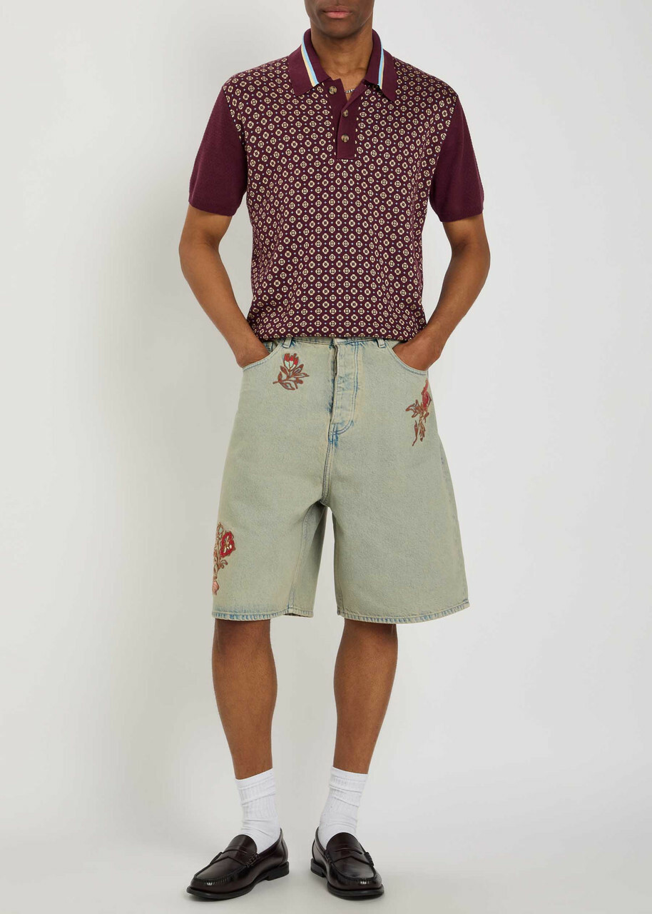 DRÔLE DE Monsieur Dusty Brodé Fleurs Embroidered Denim Shorts