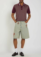 DRÔLE DE Monsieur Dusty Brodé Fleurs Embroidered Denim Shorts
