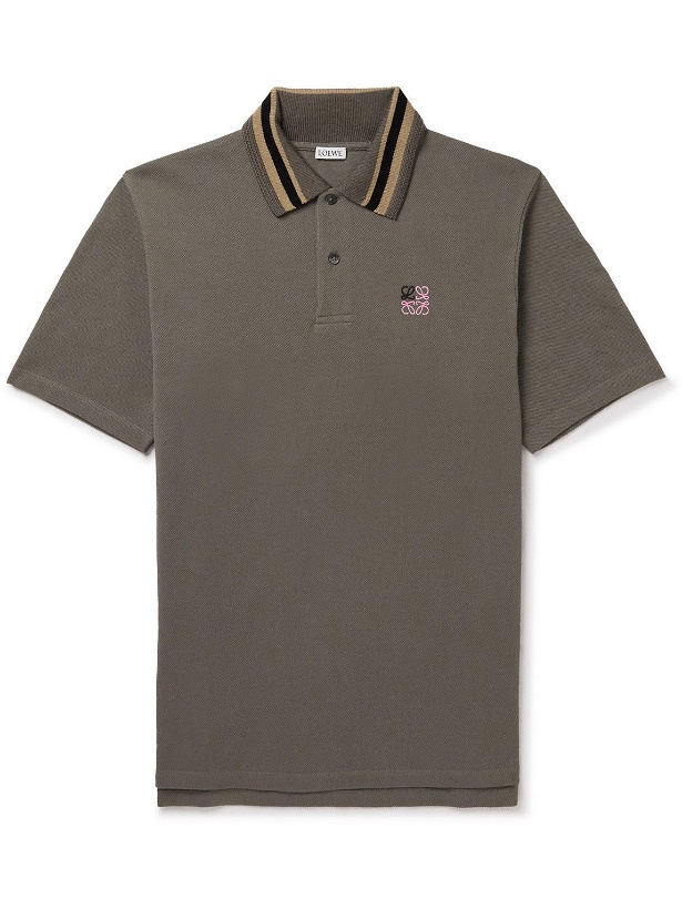 Photo: Loewe - Logo-Embroidered Cotton-Piqué Polo Shirt - Brown