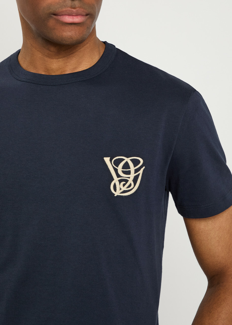 Valentino Garavani Logo-embroidered Cotton T-shirt Navy