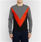AMI - Panelled Merino Wool Sweater - Men - Gray