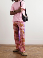 Stockholm Surfboard Club - Cleo Straight-Leg Checked Bleached Cotton-Blend Seersucker Trousers - Pink