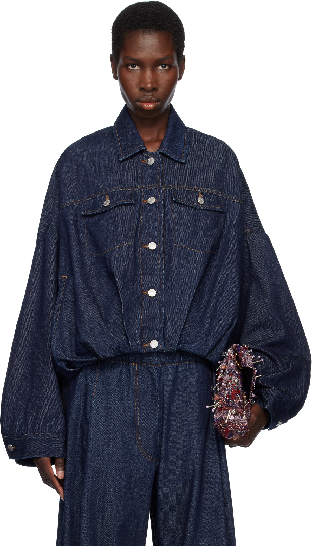 Dries Van Noten Blue Round Denim Jacket Dries Van Noten