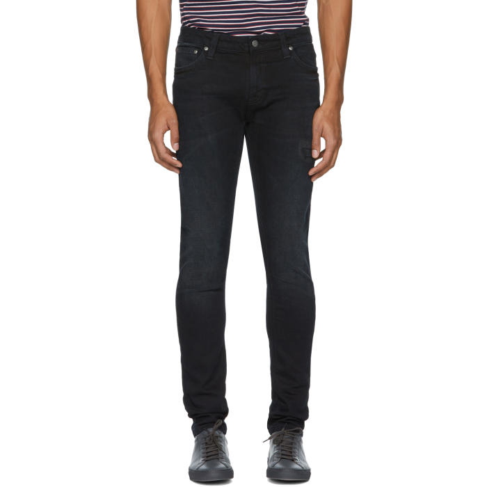 Photo: Nudie Jeans Black Blue Patches Skinny Lin Jeans