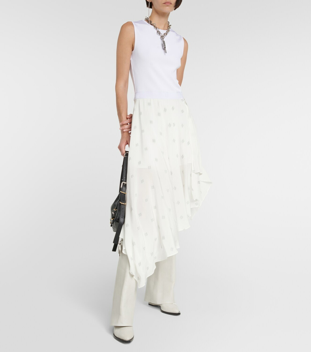スカート Givenchy 4G logo nappa midi skirt Givenchy 4G Asymmetric Pleated Skirt | Black | FARFETCH