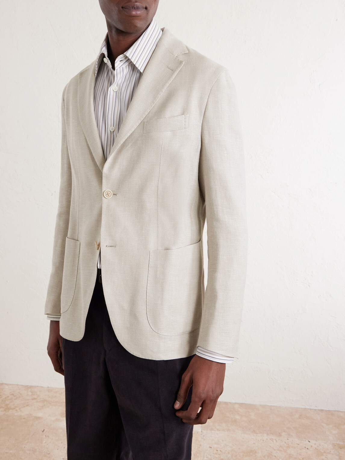 Eleventy - Stretch Linen, Wool and Silk-Blend Suit Jacket - Neutrals