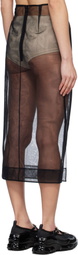 Simone Rocha Black Sheer Slit Pencil Midi Skirt