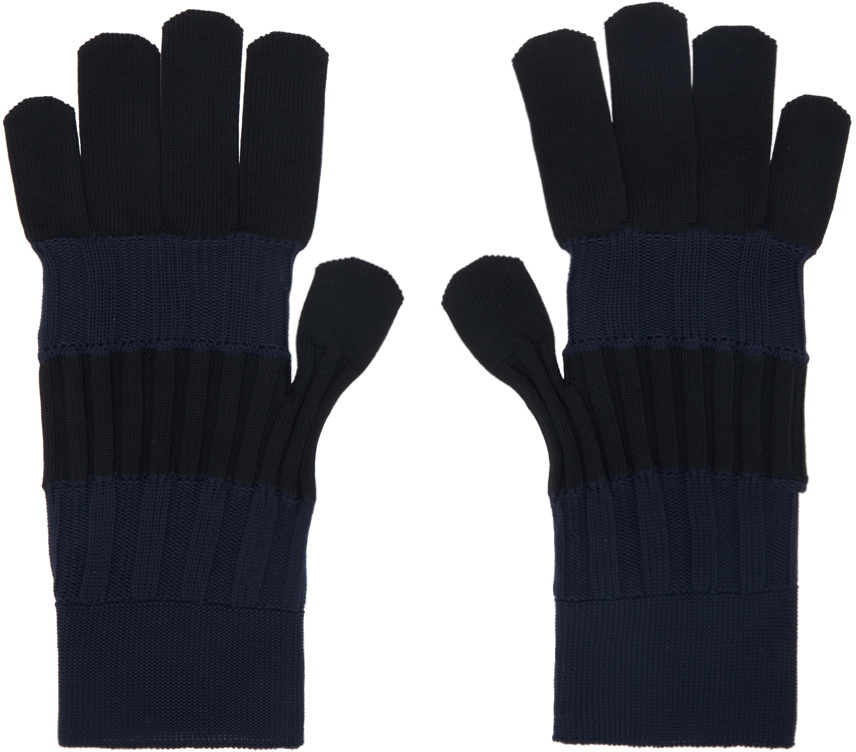 CFCL SSENSE Exclusive Black & Navy Flutted Gloves