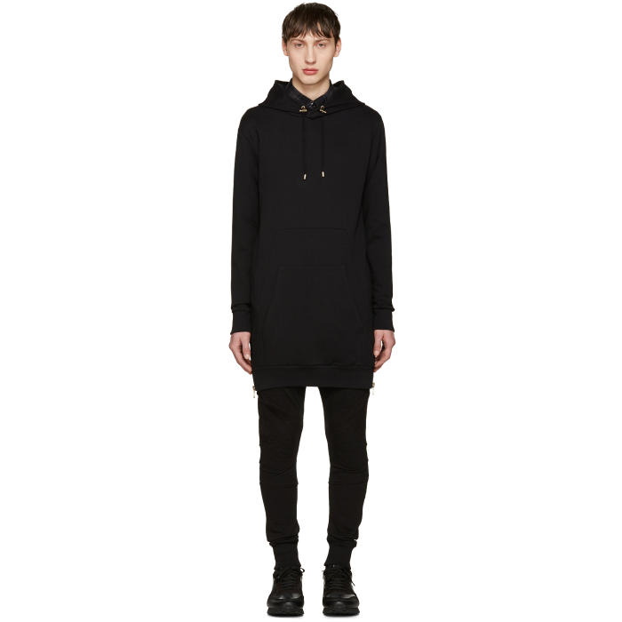 Photo: Balmain Black Long Side Zip Hoodie