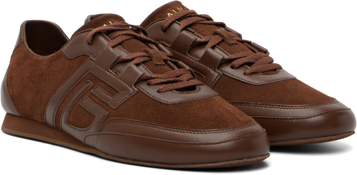BALMAIN Brown Calfskin Sneakers