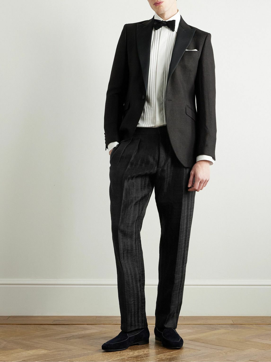 Brioni - Tapered Faille Tuxedo Trousers - Black