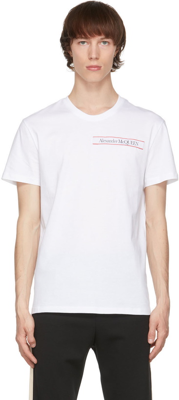 Photo: Alexander McQueen White Selvedge Logo Tape T-Shirt