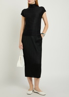 Issey Miyake Pleated High-neck Woven top Black