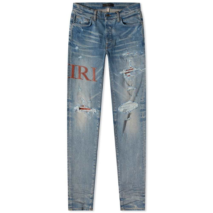 Photo: AMIRI Leather Stitch Logo Jean