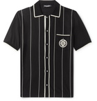 Dolce & Gabbana - Logo-Appliquéd Pinstriped Cotton-Blend Polo Shirt - Black