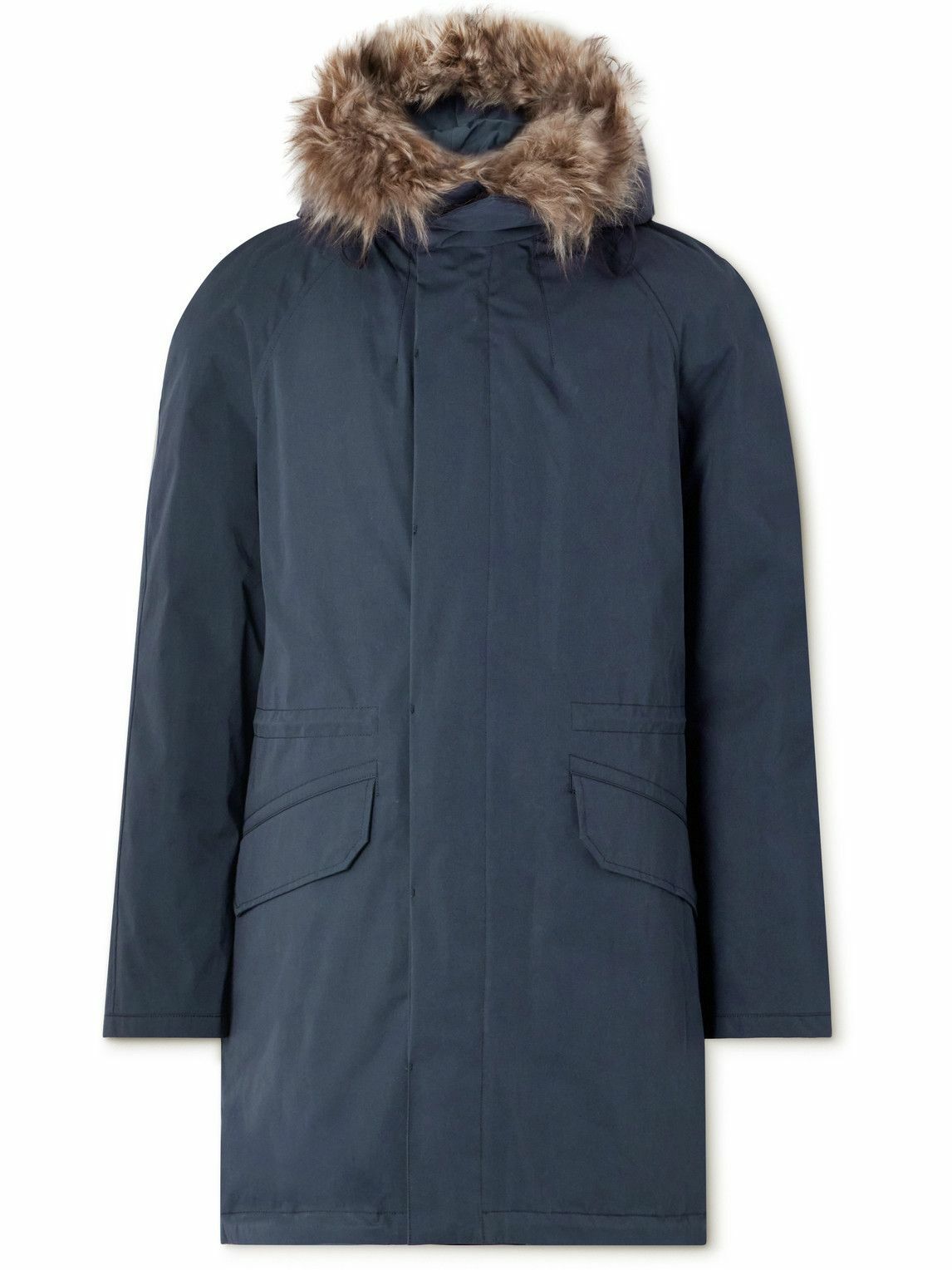 Yves Salomon - Iconic Shearling-Trimmed Padded Cotton-Blend Twill Down Parka - Blue