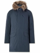 Yves Salomon - Iconic Shearling-Trimmed Padded Cotton-Blend Twill Down Parka - Blue