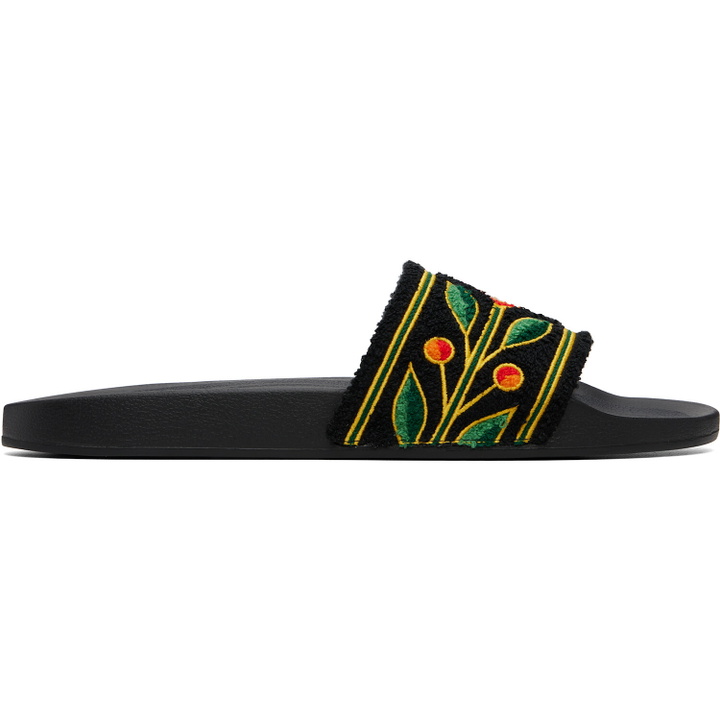 Photo: Casablanca Black Embroidered Terry Slides