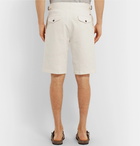 Lardini - Pleated Cotton-Blend Twill Bermuda Shorts - Ecru