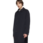 Lanvin Navy and Taupe Virgin Plaid Reversible Coat
