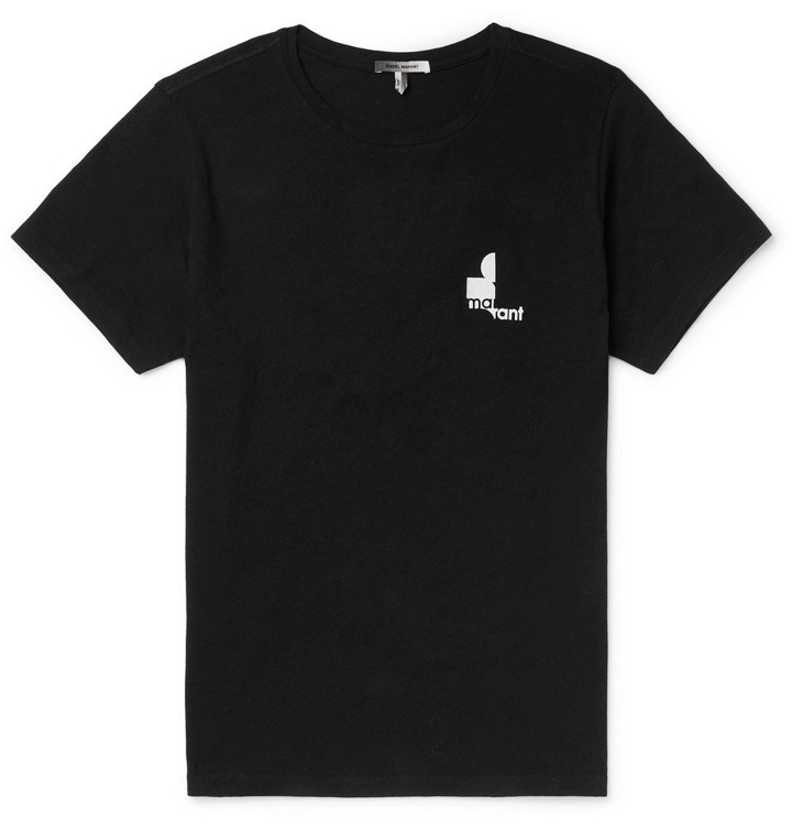 Photo: Isabel Marant - Zafferh Logo-Print Cotton-Jersey T-Shirt - Black