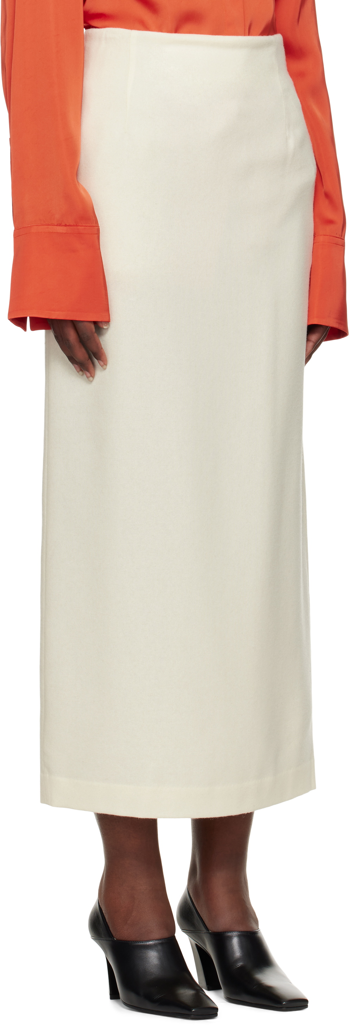 AURALEE Off-White Airy Smooth Cashmere Maxi Skirt