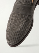 Brunello Cucinelli - Woven Suede Penny Loafers - Gray