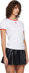 Marine Serre White Moon Logo Bicolor Baby Fit T-shirt
