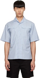Neil Barrett Blue Workwear Bowling Short Sleeve Shirt