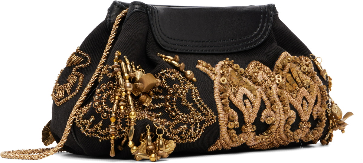 Dries Van Noten Black Small Embroidered Clutch