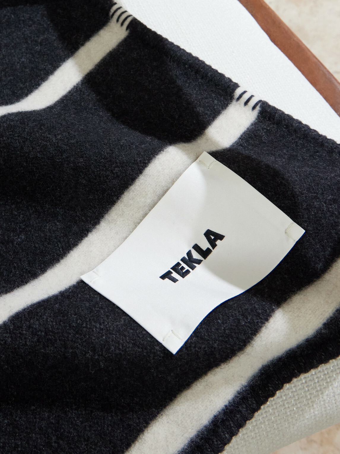 TEKLA - Logo-Appliquéd Striped Wool Blanket