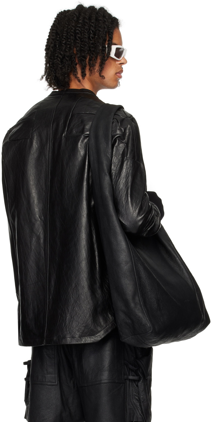 Rick Owens Black Porterville Girdered Larry Leather Jacket