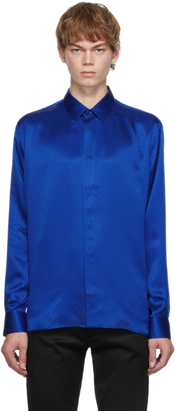 Photo: Saint Laurent Blue Silk Satin Shirt