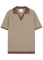 Raith Antonio Striped Knit Polo Shirt Brown