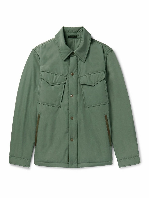 Photo: TOM FORD - Leather-Trimmed Shell Overshirt - Green