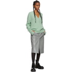 Tibi Green Alpaca Airy V-Neck Sweater