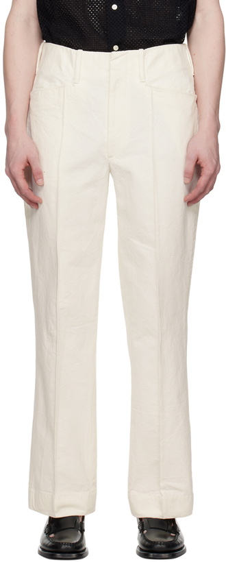 Photo: Factor's Off-White Oxford Canvas Pintuck Trousers