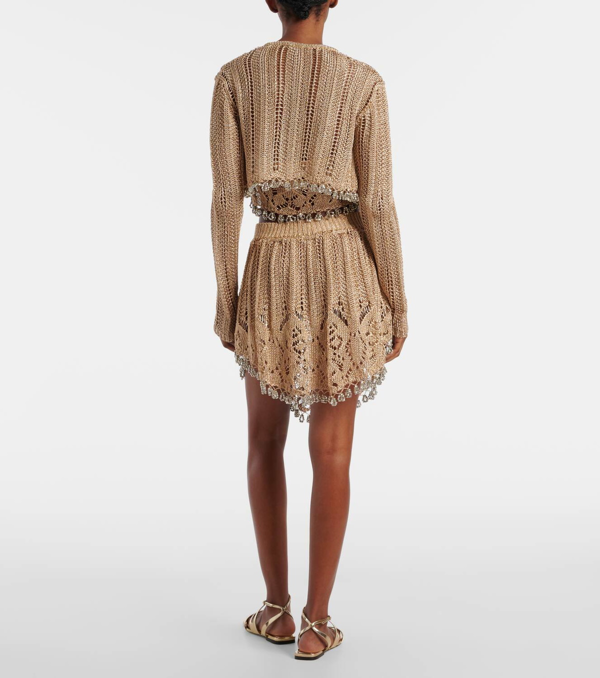 Rabanne Crochet embellished cropped cardigan