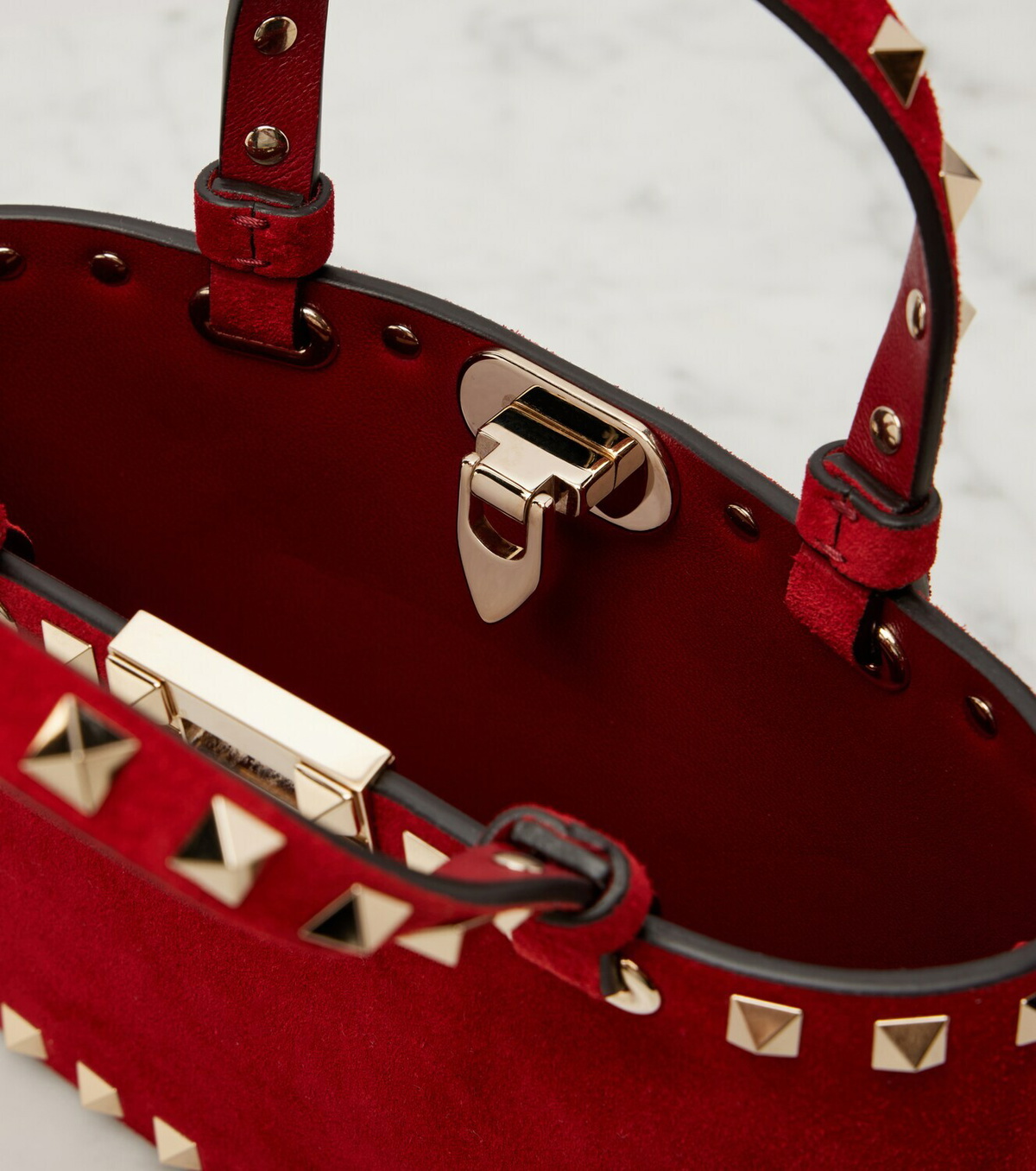 Valentino Garavani Rockstud Mini suede tote bag