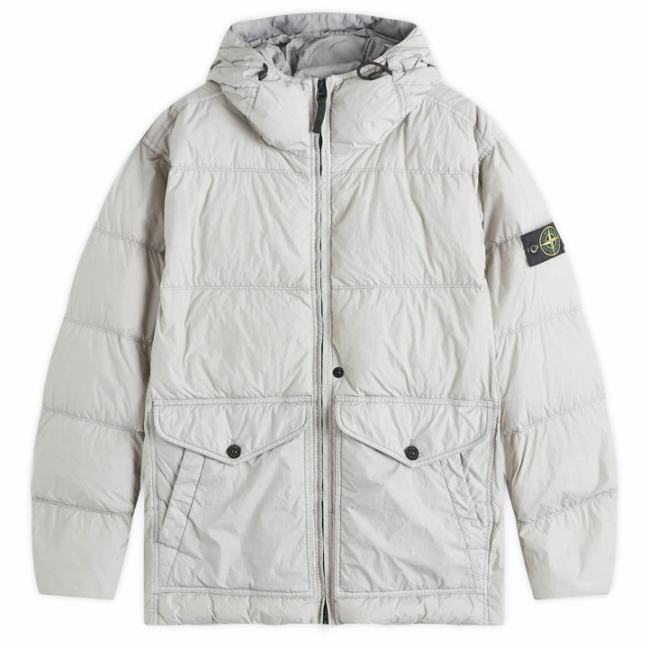 Photo: Stone Island Men's Crinkle Reps Hooded Down Jacket in Grey